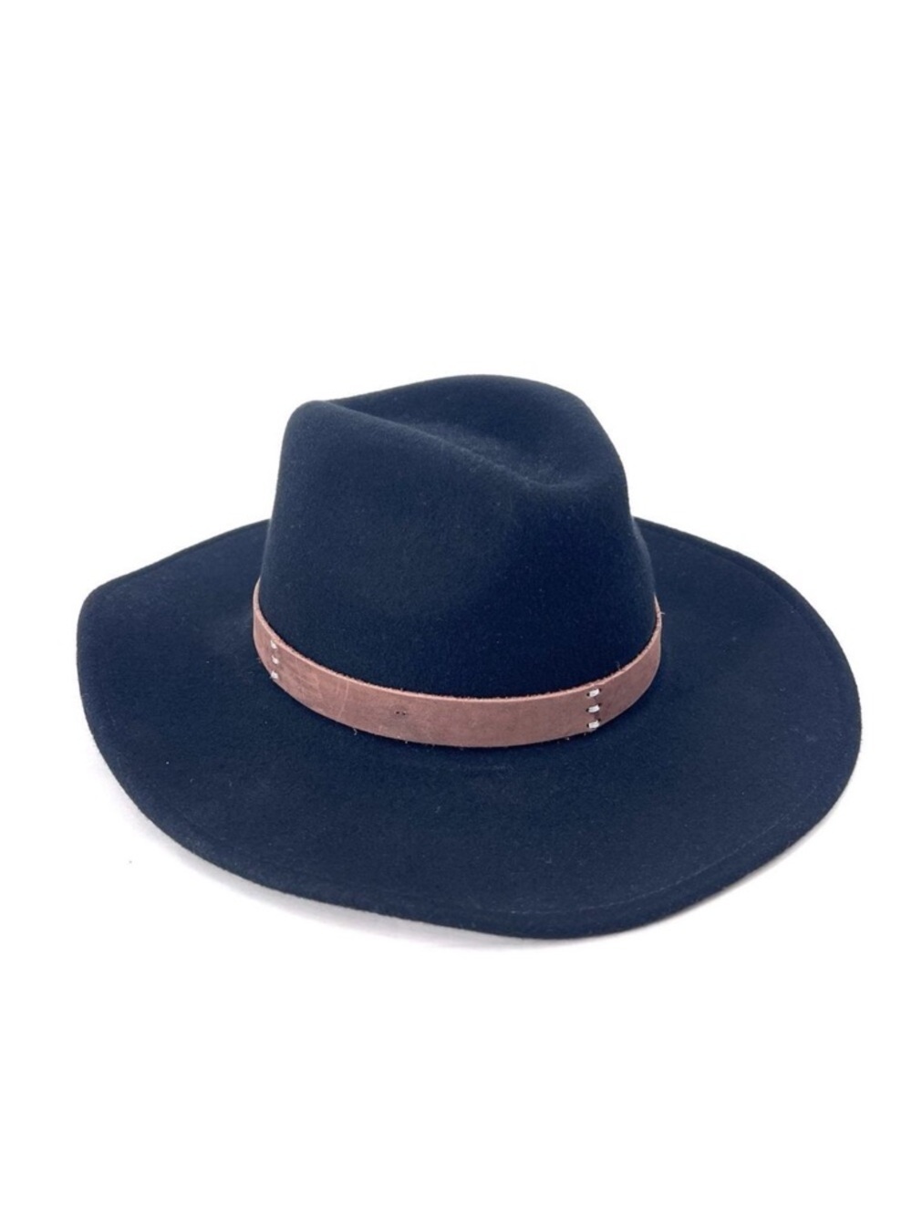 Cancan Black 100% Australian Wool Wide Brim Fedora Hat Unisex Size Large